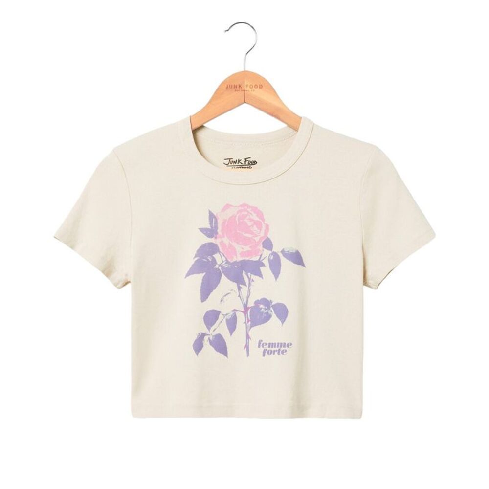 Junk Food Womens  Slim Fit Baby Tee, Beige